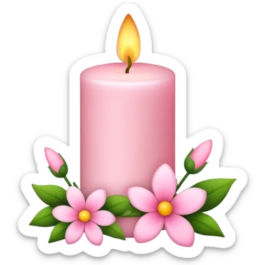 Spring light pink candle with flowers  sticker