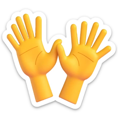 Two open hands in emoji style, tilted to the right as if pushing a swing, with motion lines behind them to show movement. Minimal background, clean cartoon style sticker