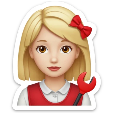  girl with blonde hair and red color hairclip sticker