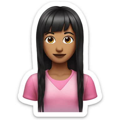 a girl with a long mullet, split dyed pink and black hair, fairy, split dyed black and pink mullet, fairy sticker