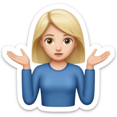 A girl shrugging his shoulders with a 6 above his left hand and a 7 above his right hand. sticker