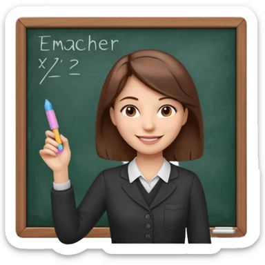 woman teacher with medium brown hair bigger blackboard sticker