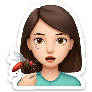 Mosquito that bites a human on the face of a brunette girl sticker