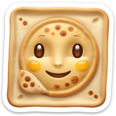 Cinematic Realistic Roti Dish Emoji, showcasing freshly made flatbread rendered with lifelike detail and warm natural lighting. sticker