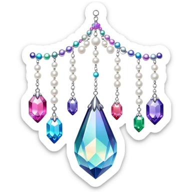 Iridescent big giant glistening glossy sparkly shiny glittery hanging crystals pearls and beads and gemstones decorations sticker