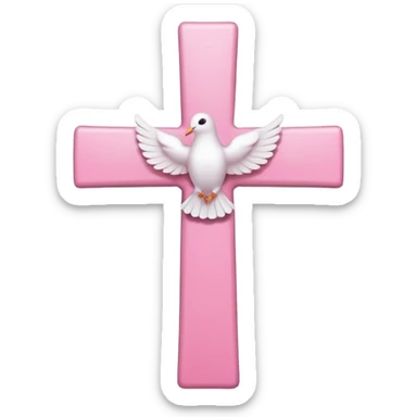 Pink and white simple cross with a dove  sticker