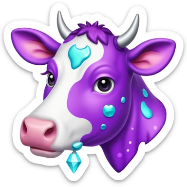 glitter purple and cian vaca sticker