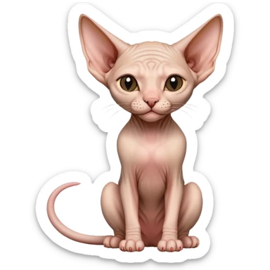 hairless sphynx cat full body sitting winking sticker