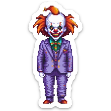 demonic clown wearing a leisure suit sticker