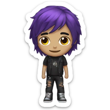 black-purple haired emo boy sticker