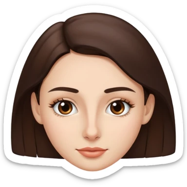 a brunette with thin nose almost sharp jaw line perfect eye brows  sticker