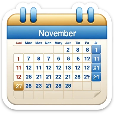 no generate an ios style background free calender icon, blue and gold and white with the date 22 november highlited sticker