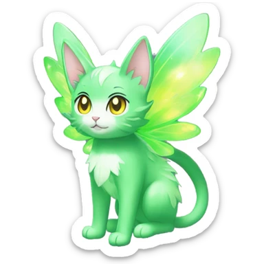 Shiny Sparkly Grass-type-Fairy-type-Fakémon-Cat full body sticker