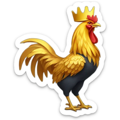 proud and howling golden phoenix rooster with a crown on its head sticker