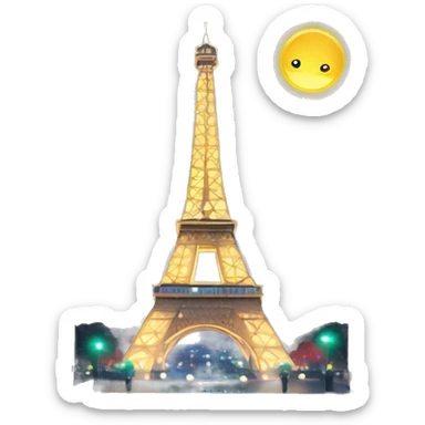 tour eiffel  with lights with city lights  sticker