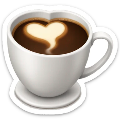 Heart shaped coffee cup with steamy creamy dark brown coffee bubbling  sticker