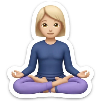 Modern premium 3D emoji icon: faceless gender-neutral meditator sitting cross-legged, smooth rounded shapes, matte + subtle gloss, top-left studio light, soft shadow, faint halo aura, navy outfit with lavender accent, centered, transparent background, no text sticker