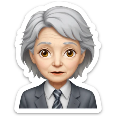 Very old women with Necktie. different hair style, more smudges on face. sticker