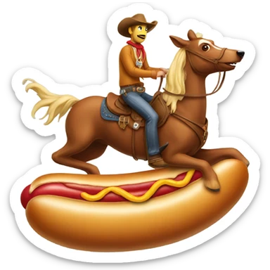 Cowboy riding a hotdog  sticker