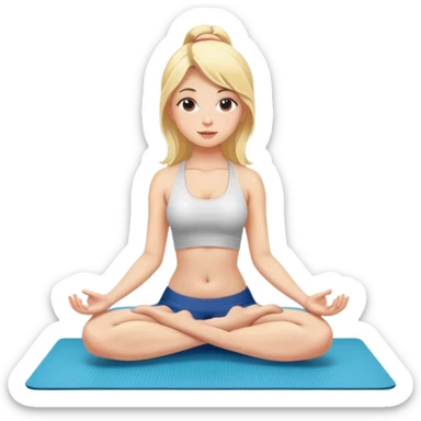 Blonde girl sitting on yoga mat sticker