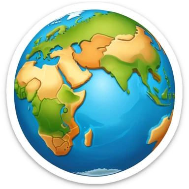Earth globe with continents arranged in a creative 812 shape, stylized like previous design, iOS emoji style sticker