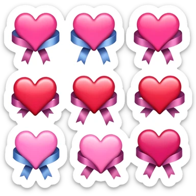 Cute hearts emojis love emojis with ribbons sticker