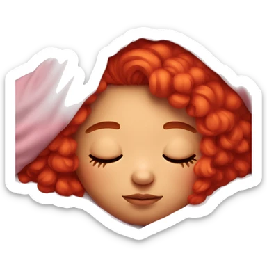 A girl with neon red hair sleeping all comfy and cozy sticker