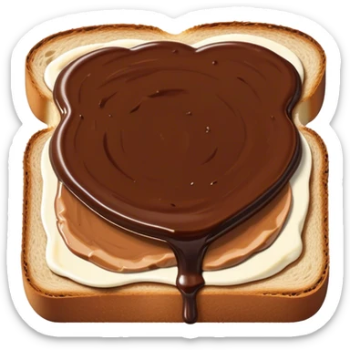 slice of bread with with a squeeze of nutella sauce on top sticker