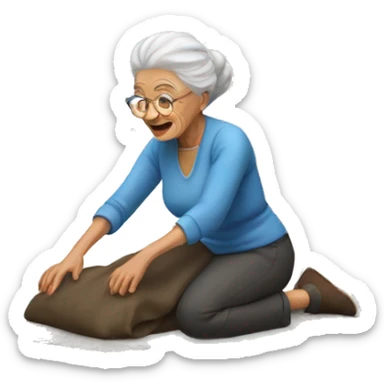 a granny on the ground sticker