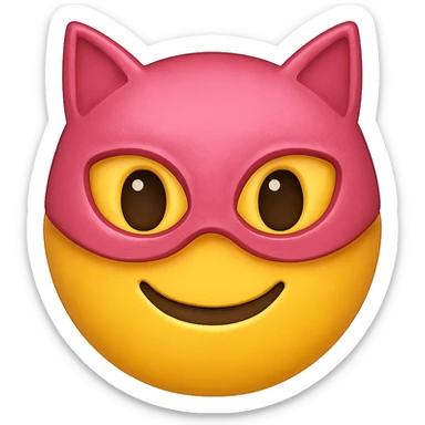 yellow face with pink cat mask emoji, digital illustration sticker