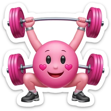 Loveheart with smiley face squatting with weights sticker