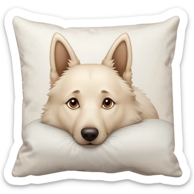 White Belgian shepherd dog with Brown eyes sleeping On a pillow sticker