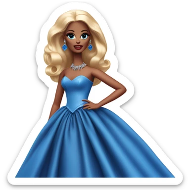 Red horned Satan Barbie in beautiful blue evening gown  sticker