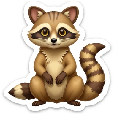 Colorful exotic shiny beautiful elegant fantasy-Cacomistle-tanuki-genet-oncilla-animal-hybrid (full body) sticker