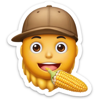 Poop with corn in it wearing a ballcap sticker