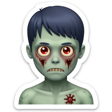 Menino de cabelo liso com franja zumbi sem camisa  sticker
