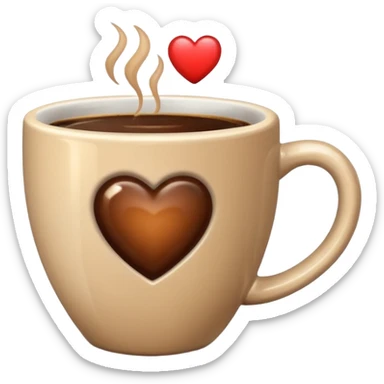 Brown heart and coffee cup inside sticker