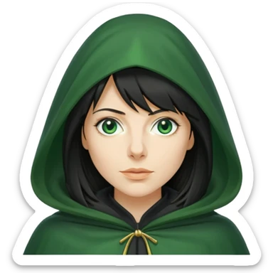 claudia winkleman as a traitor with a green cloak sticker