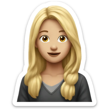 girl with blond long hair blackboard in outstretched hand sticker