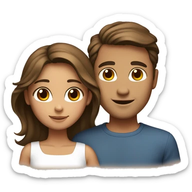 Make a couple happy, a men and a girl both brown hair and brown eyes, slightly tanned but the girl whiter  sticker
