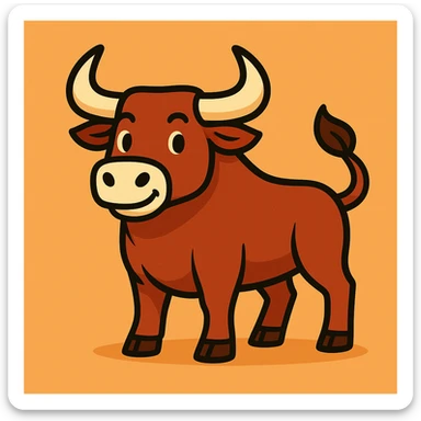 Flat toon style bull sticker