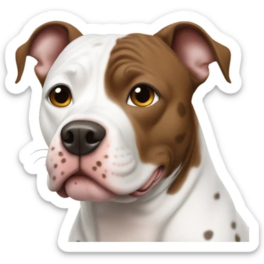 White and brown spotted pittbull sticker