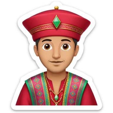 A Moroccan man wearing traditional clothing, fez hat, colorful caftan sticker