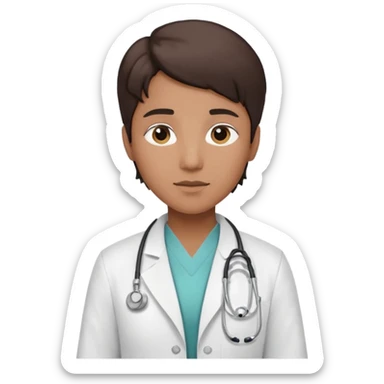 androgynous medium tone skin physician sticker