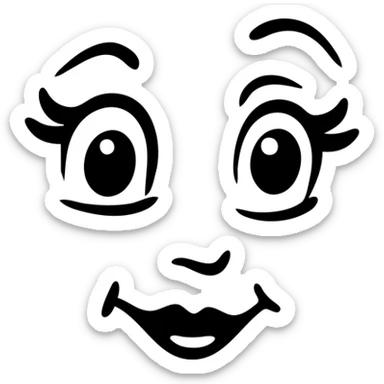 A symmetrical face with two large eyes and a pair of lips in the middle, arranged in a row (👁️👄👁️) sticker