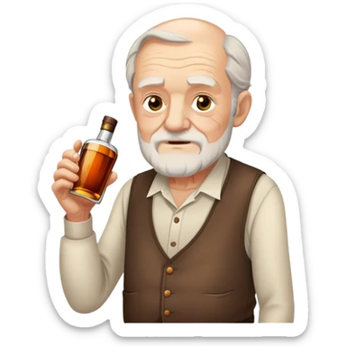Anciano con botella de wiskey en la mano sticker