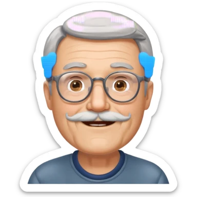 happy granddad with grey hair and beard and glasses sticker