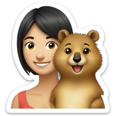 a-happy-quokka-with-happy-girl-who-is-black-hair sticker