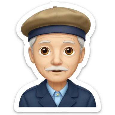 old man with berut sticker