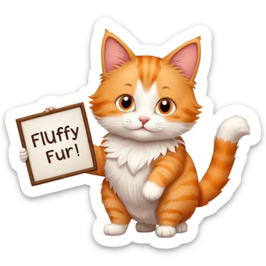 A cat holds the sign with the inscription sticker